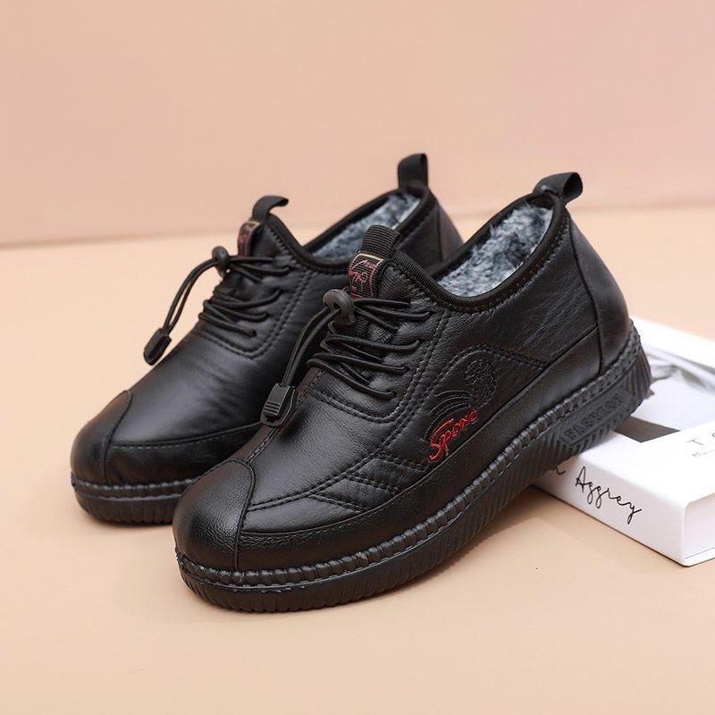 Winter New Wool Cotton Shoes Waterproof and Piled Thickened Medium and Old Snow Boots Non-slip Soft Sole Warm Mother Shoes