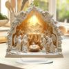 Shatterproof Nativity Tabletop Ornament With Intricate White Religious Birth Scene Figurine For Home Church Display