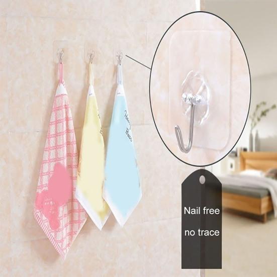 Suction Cup Hook Firm Dust-proof Transparent Seamless Adhesive Wall Hook Hanger for Living Room Bathroom Closet