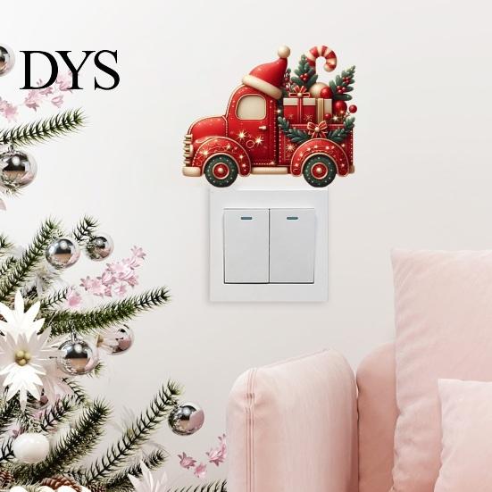 Easy Peel And Stick Wall Art Christmas Switch Stickers, Removable Santa Claus/Puppy/Reindeer/Elf/Pickup Truck Light Self Adhesive Festive Stickers