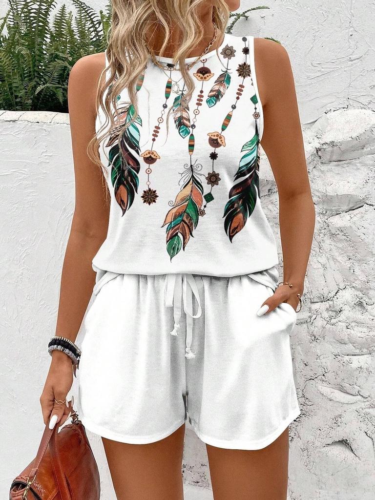 European and American fashion trends casual versatile vest shorts set