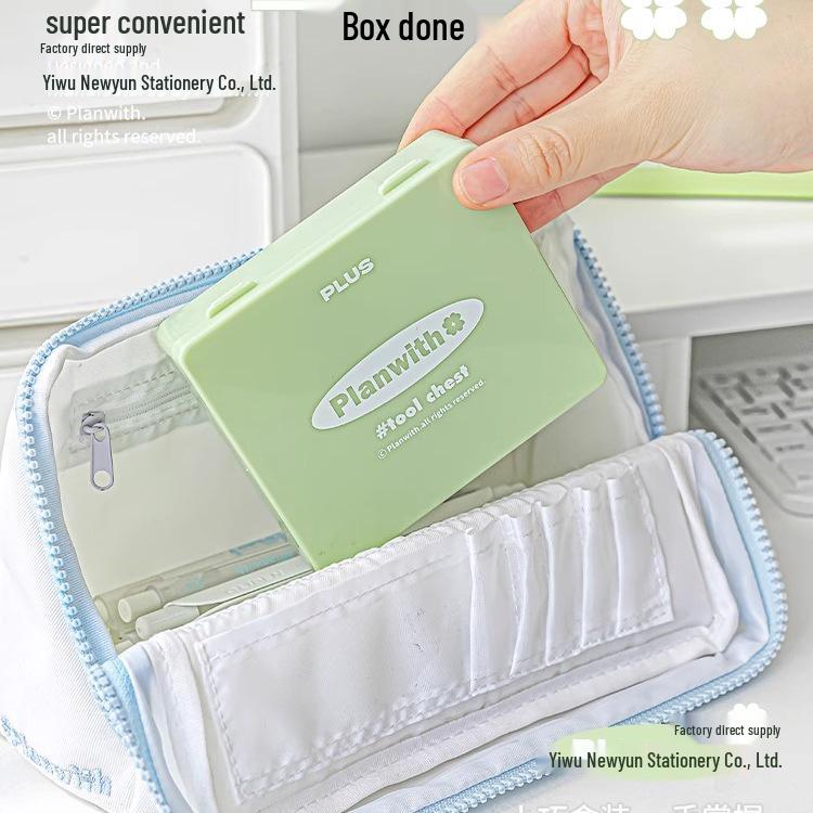 Four-Leaf Clover Mini Tool Box: Stationery Set with Stapler, Hole Punch & Marker