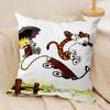 C-Calvin and H-Hobbes Cushion Cover Silky Short Plush Double-Sided Printed Pillow Case for Sofa All Seasons Home Decor Gift