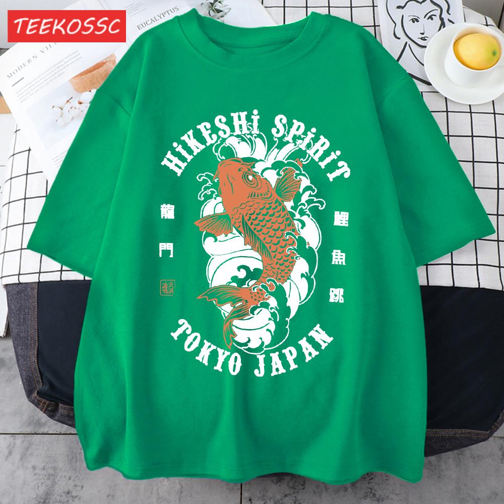 Hikeshi Spirit Tokyo Japan Print Tee Shirts For Man Cotton ONeck T Shirt Sport AllMatch Top Summer Male New Loose Short Sleeve