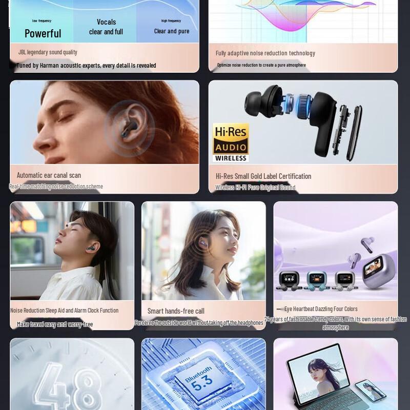 JBL LIVE BEAM3 True Wireless Smart Noise-Cancelling Bluetooth Earbuds with Smart Touchscreen