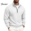 Versatile Weekend Wear Mens Quarter Zip Sweatshirt, Stand Collar Athletic Fleece Pullover, Ribbed Hem Cuffs, Casual Streetwear Hoodie Long Sleeve