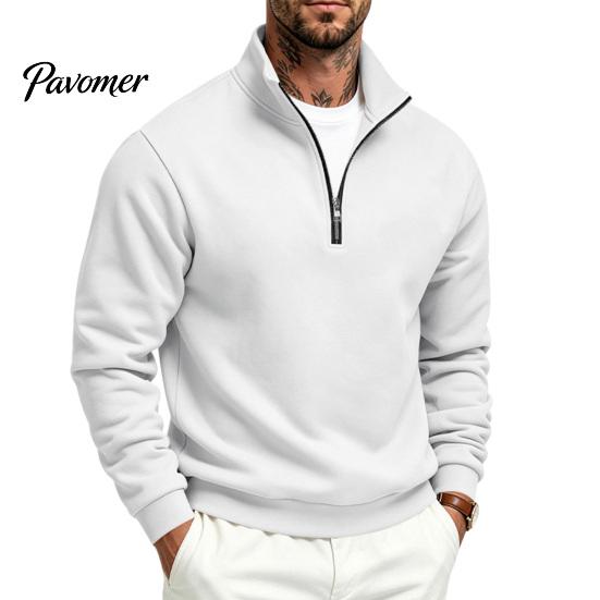 Versatile Weekend Wear Mens Quarter Zip Sweatshirt, Stand Collar Athletic Fleece Pullover, Ribbed Hem Cuffs, Casual Streetwear Hoodie Long Sleeve