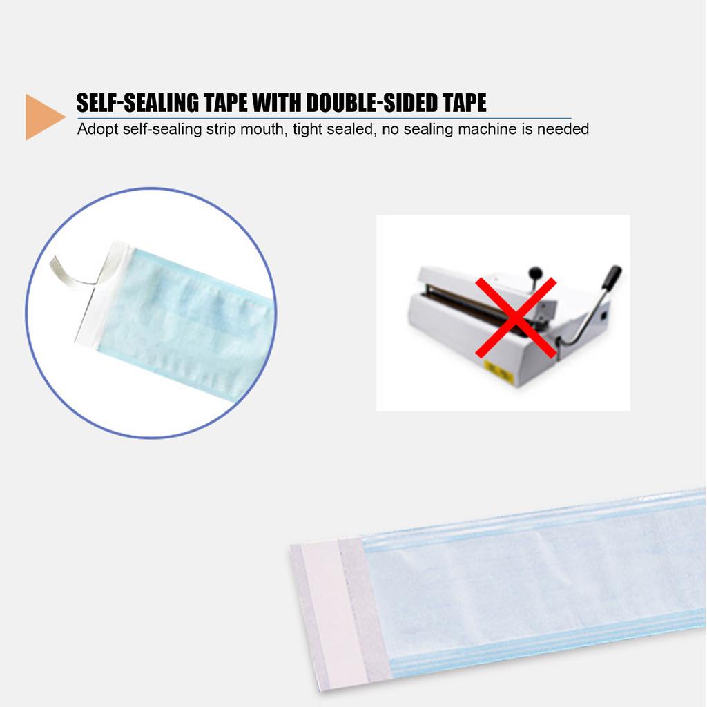 200pcs / Box 90 X 260mm Self Sealing Dental Pouch Disposable Dental Tattoo Tool Storage Bag