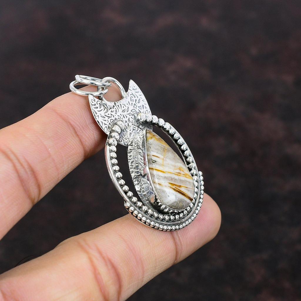 Coconut Jasper Pendant 925 Sterling Silver Pendant Genuine Gemstone Jewelry Handmade Unique Design Pendant Gift For Mother Wonderful Jewelry