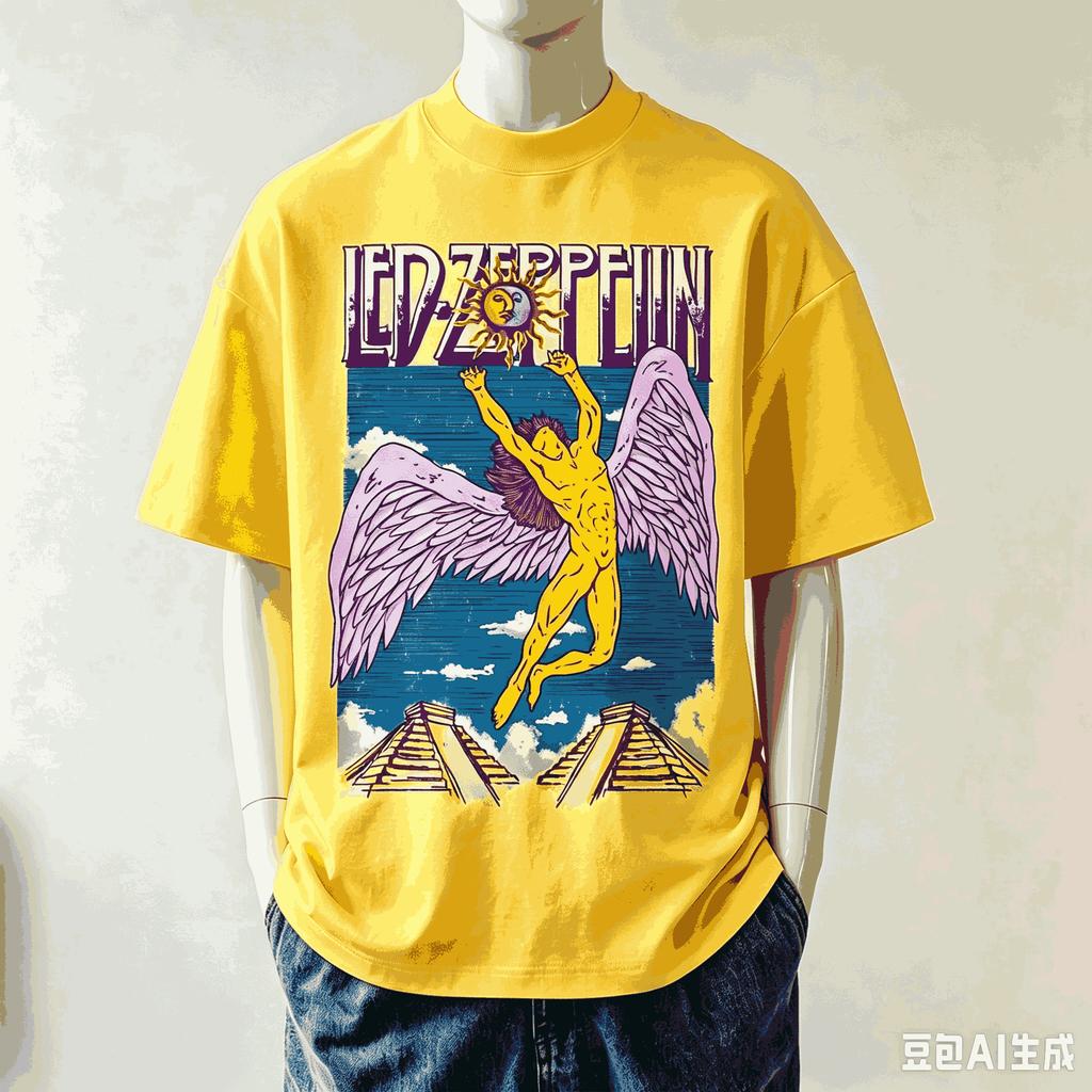 Led Zeppelin Unisex Fashion Street Casual Tee Classic Loose Cutting Comfort Daily Wear Shirts Stylish Unique Oversized Classic
