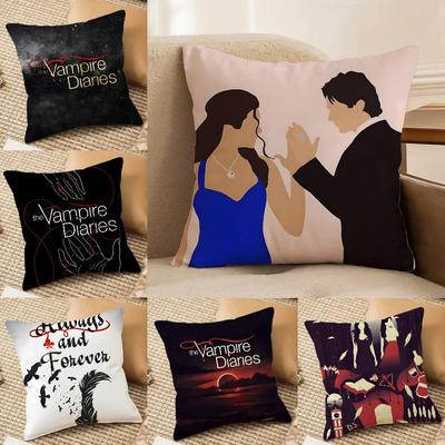Movie The Vampire Diaries-D Pillow Case Silky Elegant Comfort Sofa Bed  Invisible Zipper Beach Pillowcase