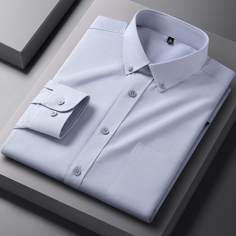 New Quality Anti-Wrinkle Men Shirt Long Sleeves Dress Shirts For Men Slim Fit Camisa Social Business Blouse White Shirt S-4XL