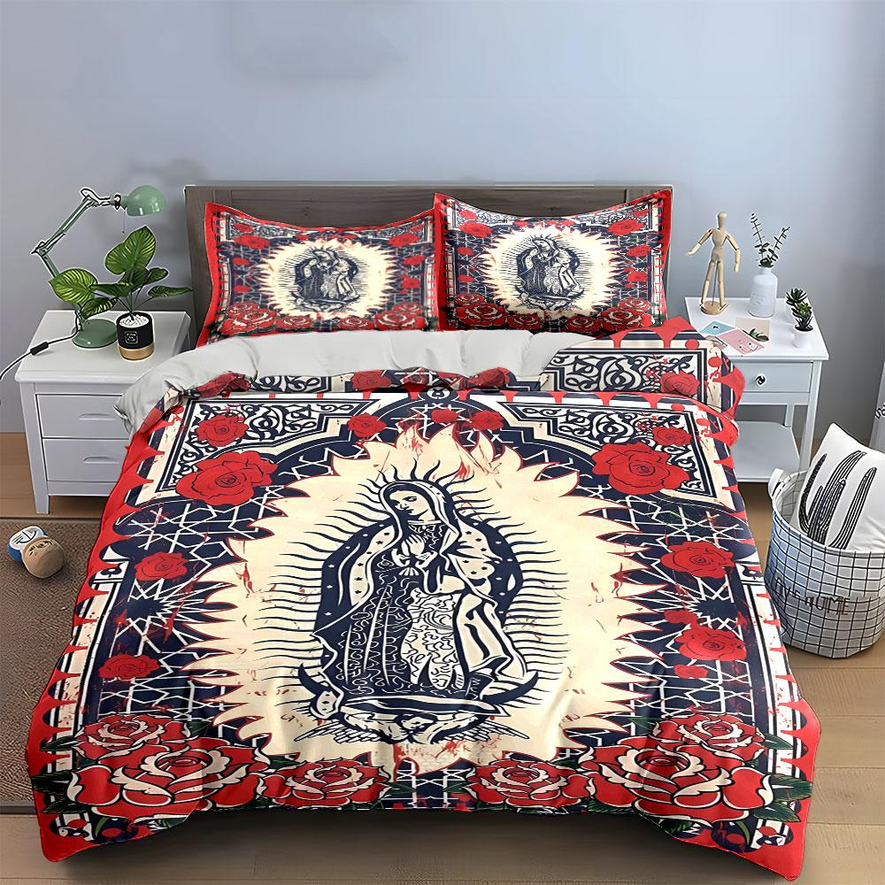 Religious Art Three-Piece Decor Multiple Sizes Kid'S And Adults' Bedroom Exquisite 3Pc Bedding Set, Gift