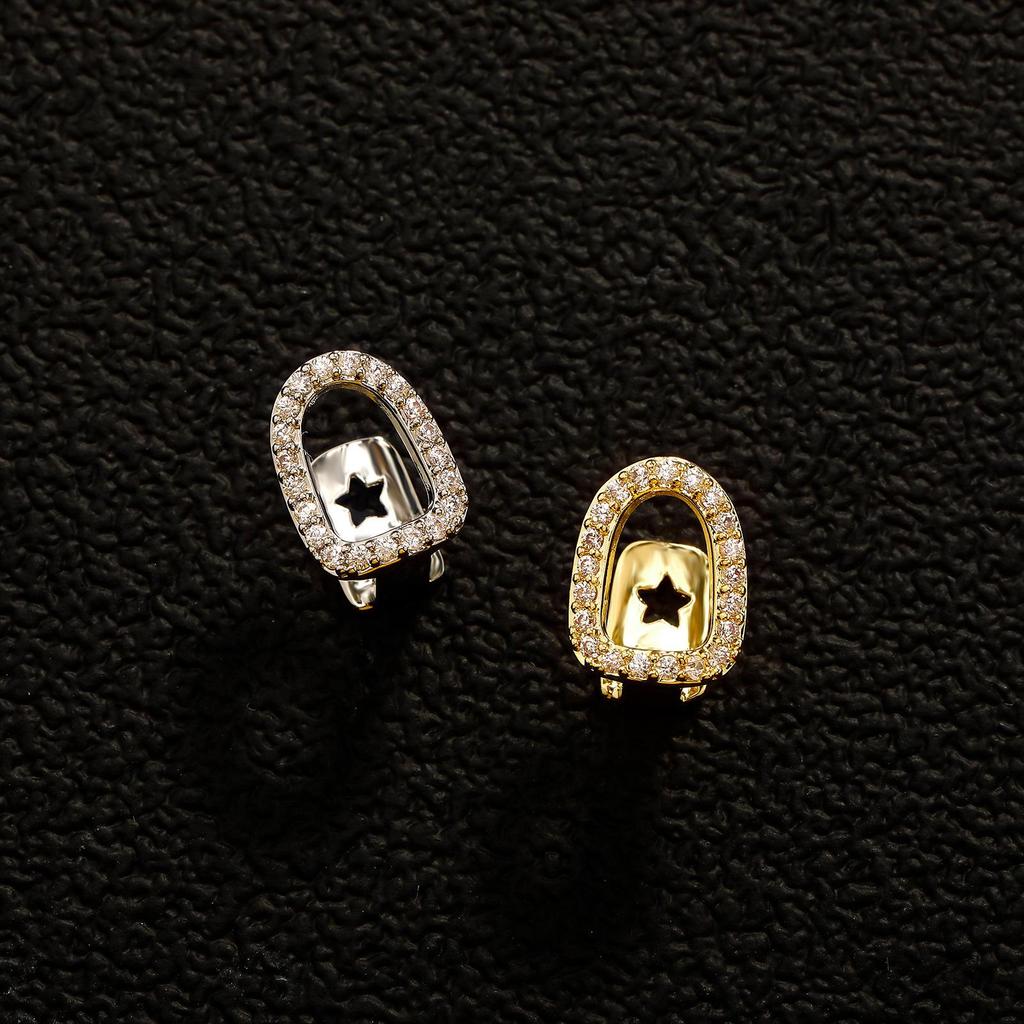 Grillz Singolo Dente Zircone Iced Out - Gioielli Props Denti Rapper Halloween Bling
