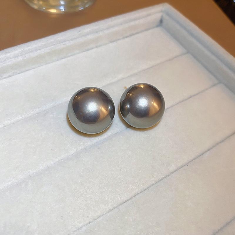 French Large Half Round Imitation Pearl Earrings For Women Minimalist Stud Earring Light Luxury Vintage Wedding Jewelry