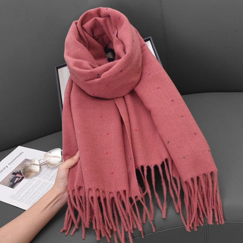 Maillard monochrome dotted scarf women's autumn and winter new warm thickened scarf student versatile shawl