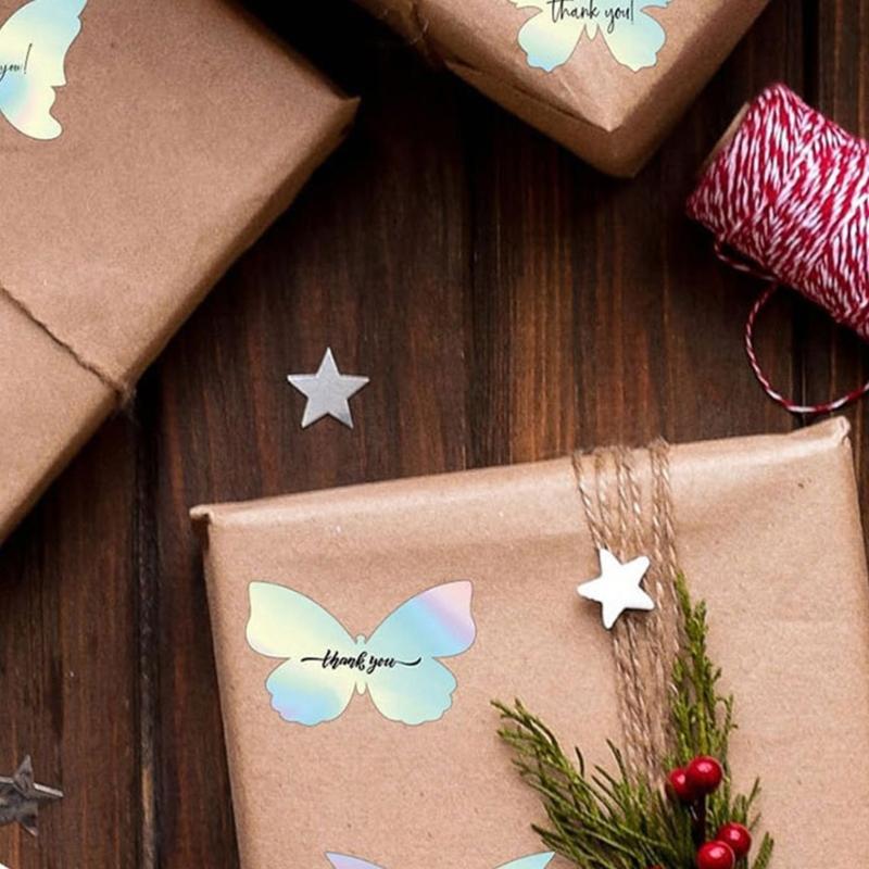 1 Roll Elegant Butterfly Thank You Sticker Selves Adhesive and Removable Ideal for Notebooks Albums and Decorations