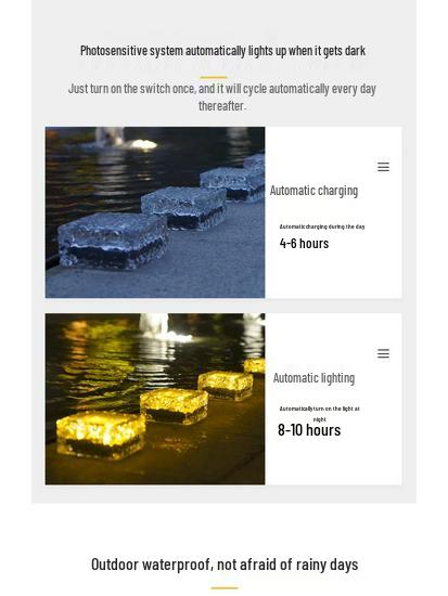 Solar Ice Brick Waterproof Outdoor Garden Light