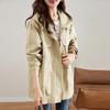 Mode Frühling Herbst Modische Plus Größe Frauen Mittlere Länge Windjacke Mantel Mit Kapuze Casual Weich Blau Schwarz Khaki