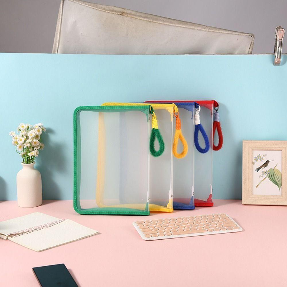 Transparent File Folder Bag Multifunctional File Pocket Durable Transparent Zipper Pouch  Students