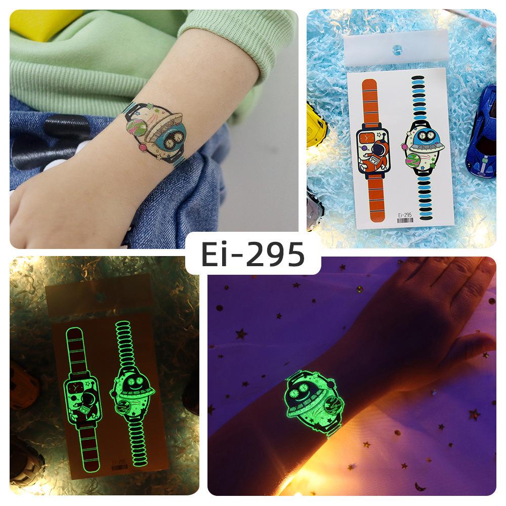 Rikalong Waterproof Luminous Cartoon Tattoo Stickers for Kids - Glow-in-the-Dark Watch Design