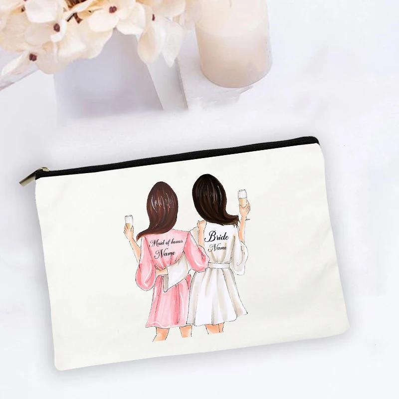 Personalised Makeup Bag Custom Name Cosmetic Bags Travel Toiletry Organizer Bride Storage Make Up Case Wedding Bridesmaid Gifts