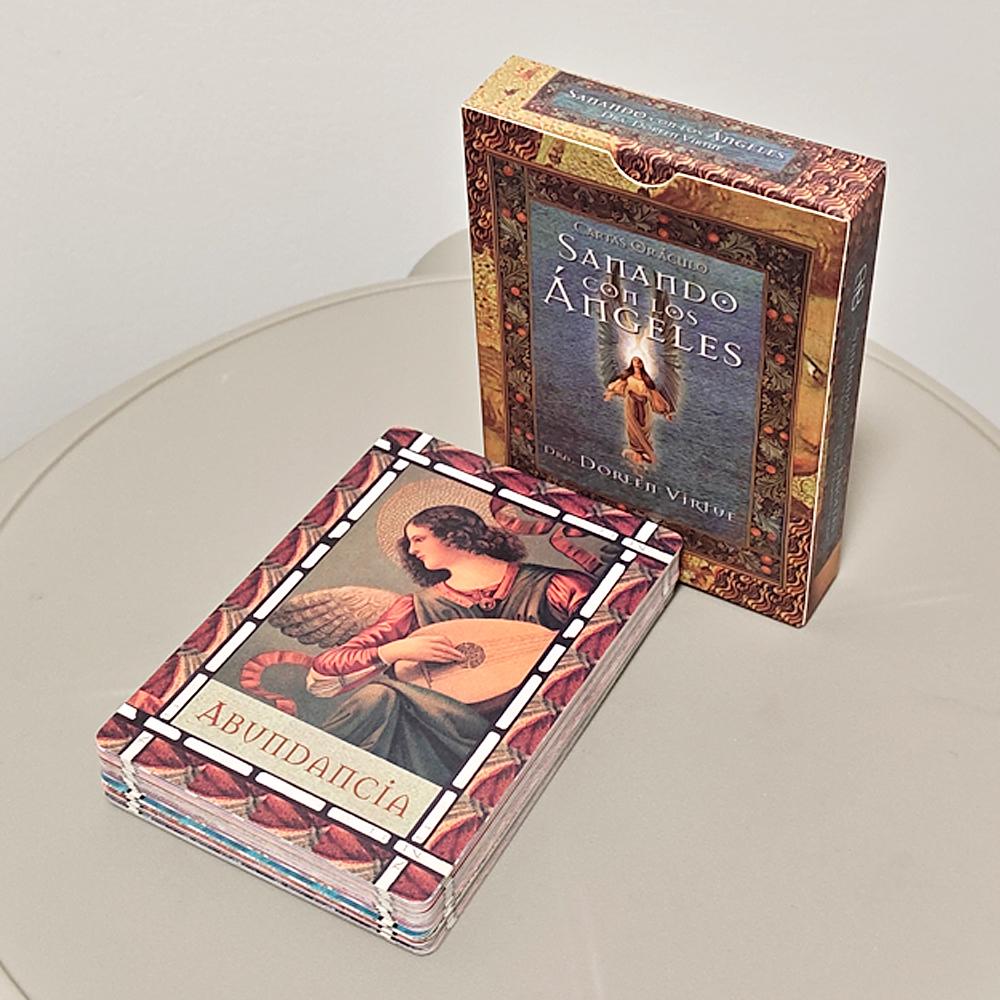 10.5*7.5cm Healing with The Angels Oracle Deck In Spanish Language 44 Oracle Cards Will Help You Communicate with Your Angels