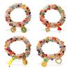New Sweet Dopamine Color Crystal DIY Peach & Pineapple Pendant Hair Tie, Hair Accessories for Women