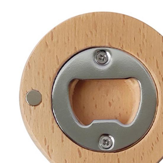 Solid Wood Bottle Opener with Handle Round Refrigerator Magnets Ergonomic Grip Beer Opener for Home Commercial Use