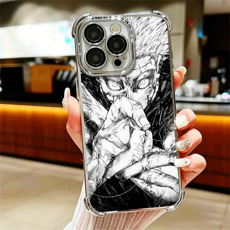 Anime Gojo Satoru JUJUSU Soft Phone Case For iPhone 15 16 17 Air 14 Pro Max 16E Plus 13 12 Mini Plating Anti-Fall Fundas