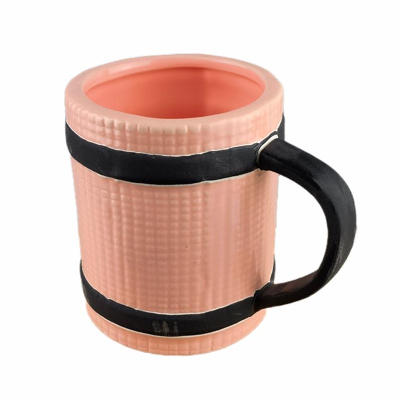 Creative 3D Coffee Cup Ceramic Ins Girly Heart Retro Pink Striped Yoga Ceramic Water Cup Cute Mug