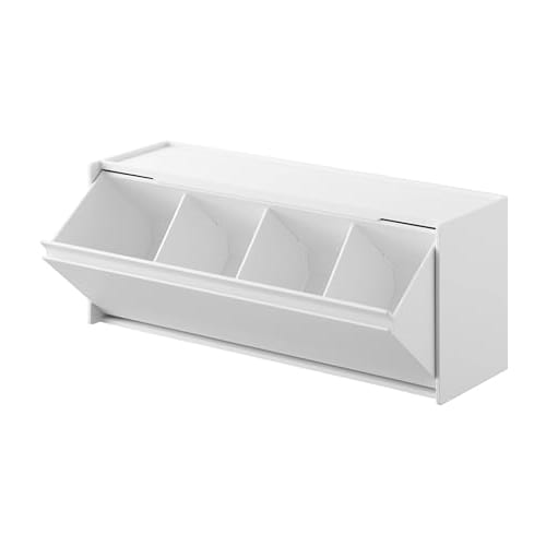 Yamazaki Tower Wall-Mounted Storage Box (1355) - White, Compatible with Plasterboard Walls, Dimensions: W26 x D8 x H10.6cm (9.8 x 3.3 x 4.6 inches). I