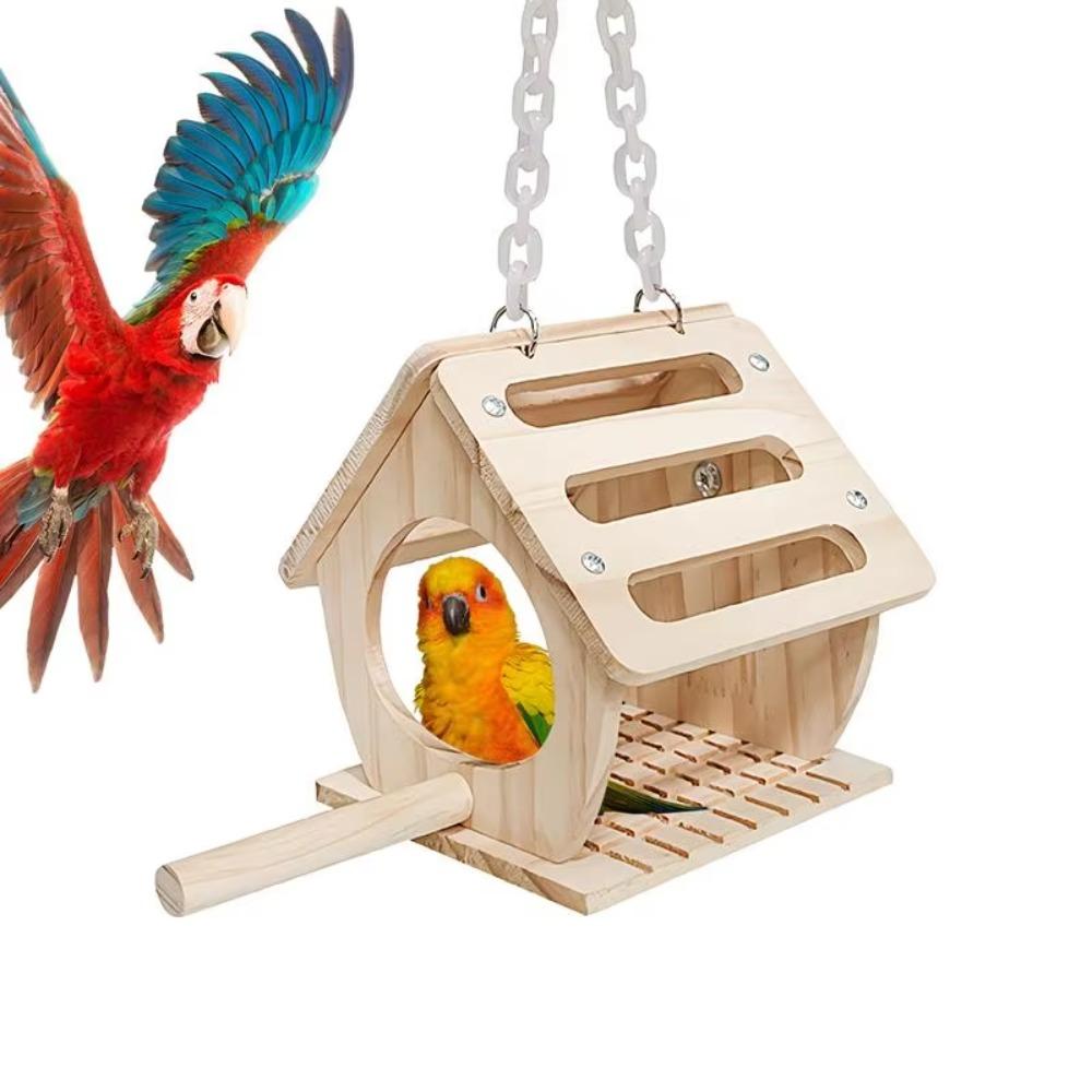 Dual Use Design Bird Hangs Houses Wood Breeding Box Birdhouse Bird Nest Garden