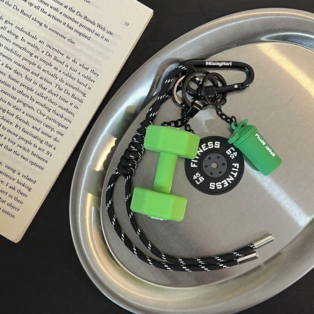Mini Barbell Plates Key Chain with D-shaped Buckle Simulation Dumbbells Keyring  Gifts