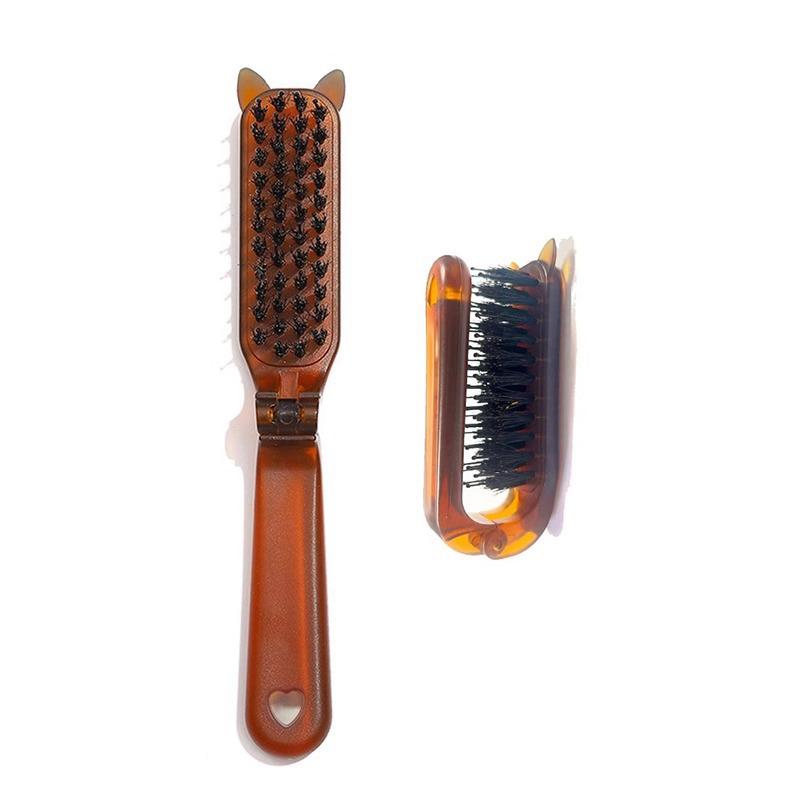 

1pcs Mane Bristle Hair Brush Amber Foldable Portable Comb Pocket Collapsible Travel Massage Hair Styling Tool Salon Gift
