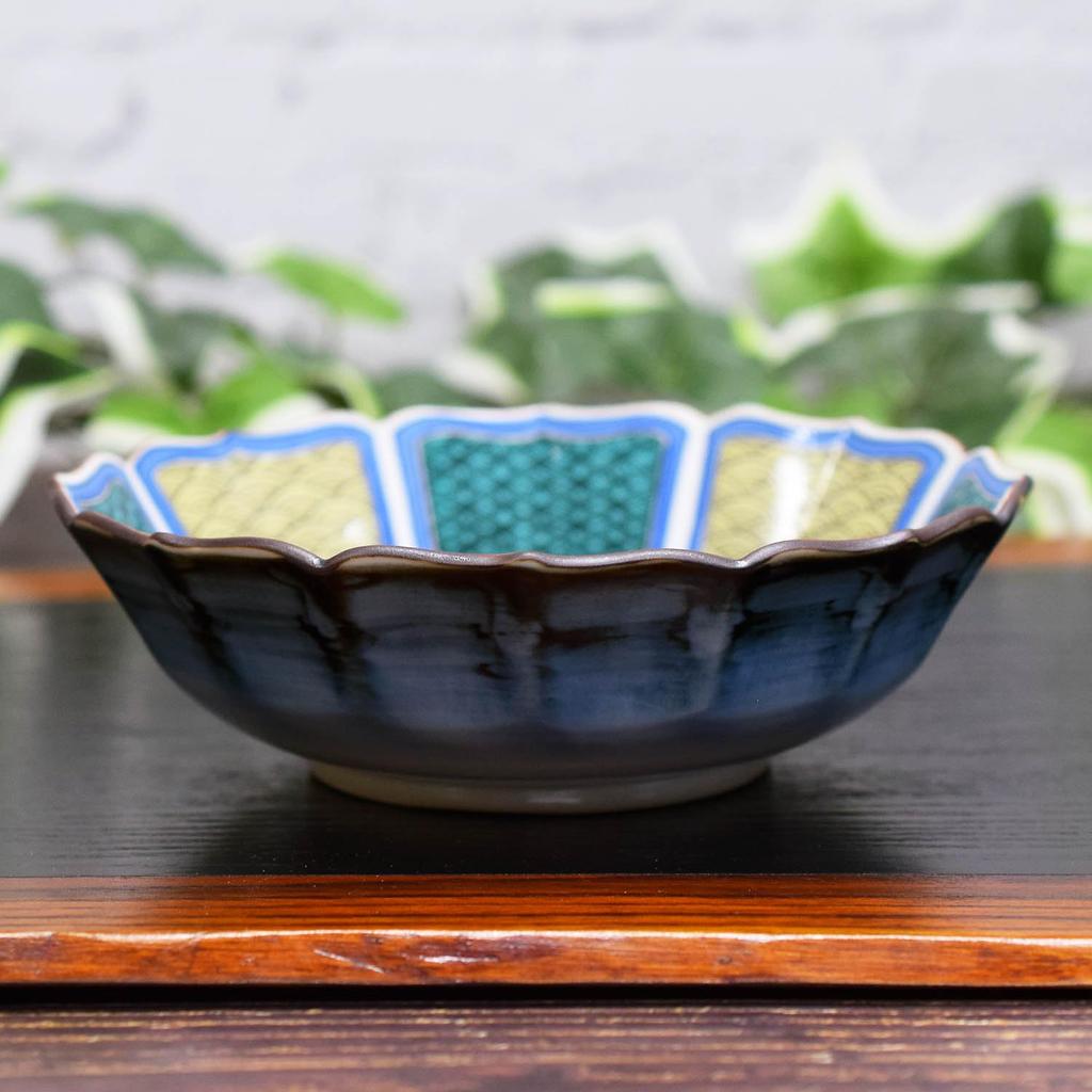 Depozit japonez Vesele elegante Kutani Ware Bol Komon Ceramică cu legume Vesele japoneze de lux Moribachi Bol Fabricat în Japonia