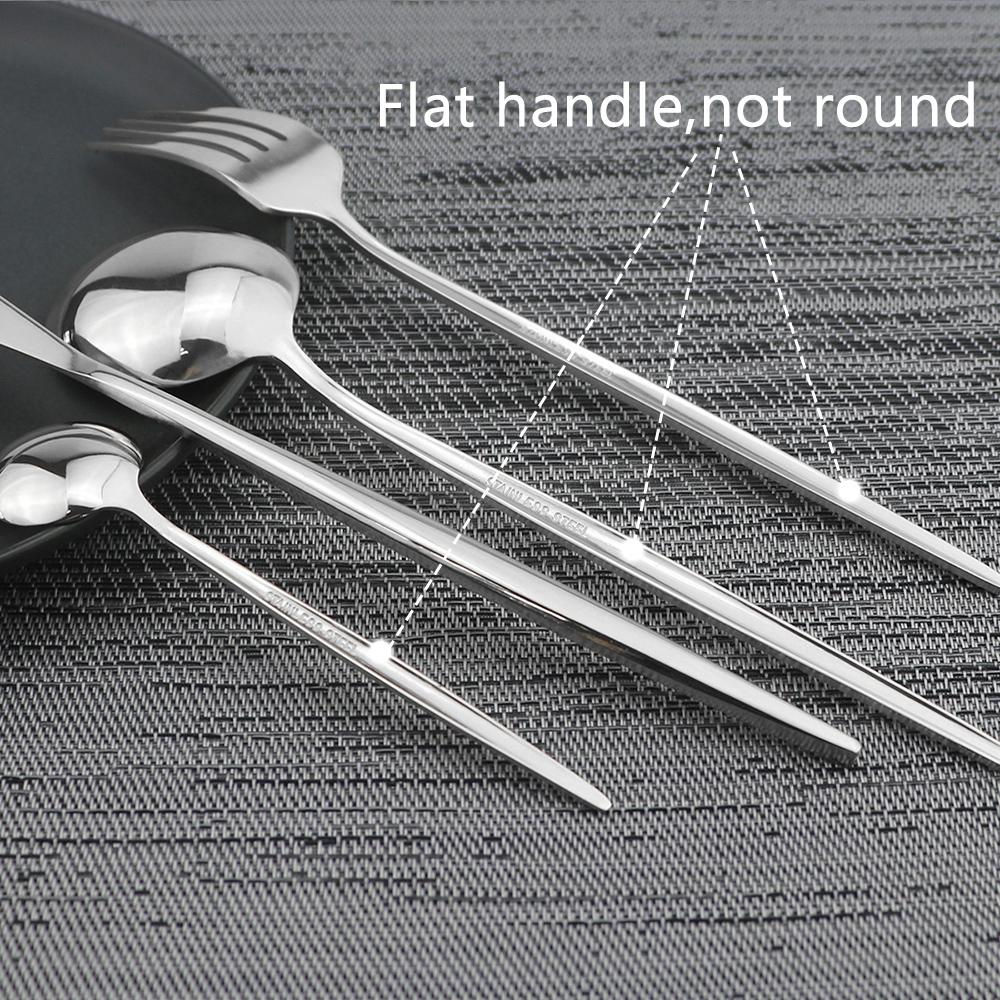 24Pcs Black Handle Golden Cutlery Set Stainless Steel Knife Fork Spoon Tableware Flatware Set Festival Kitchen Dinnerware Gift