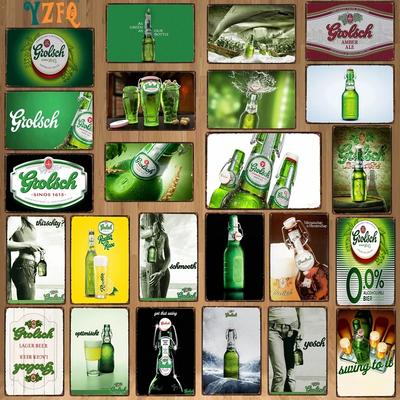 YZFQGrolsch Ležák Dekorativní Značky Nizozemské Kovové Tabule Na Zeď Bar Dům Umění Restaurace Dekorace 30X20CM DU-9120B