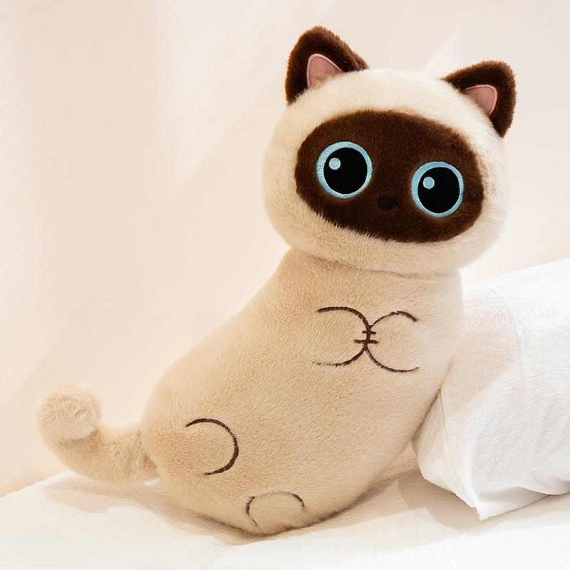 Three Colors Kawaii Cat Plush Toy Soft Stuffed Animal Black Cat Pillow Birthday Gift for Girlfriend Women Home Room Decor