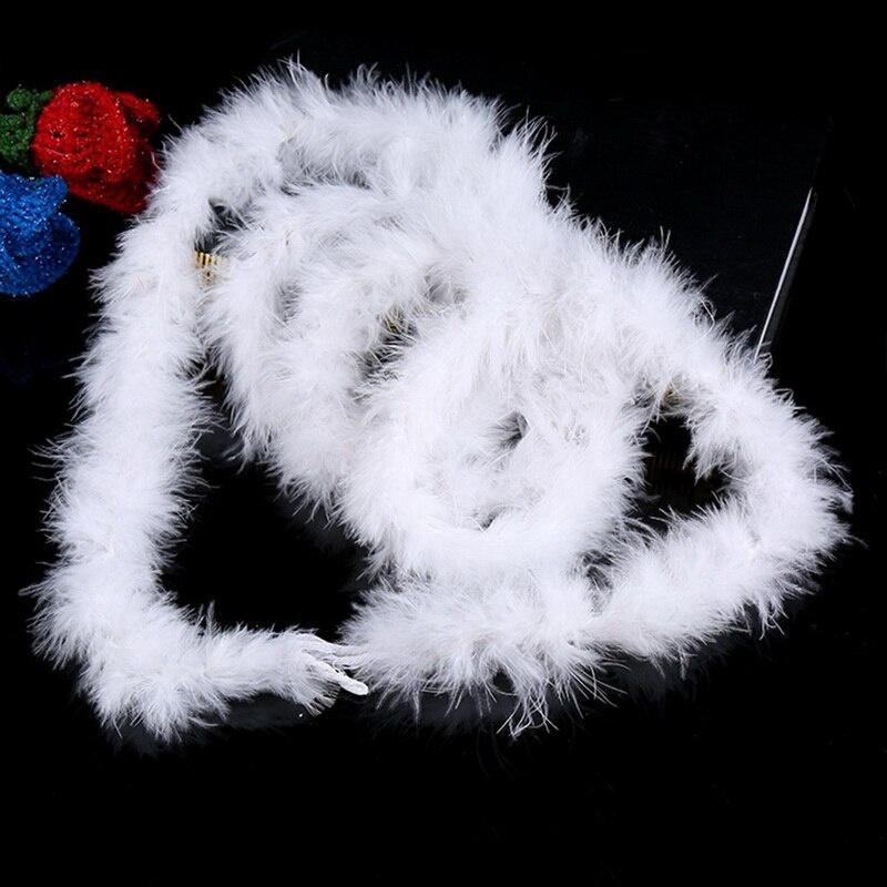 2PCS 2M Christmas Tree White Feather Boa Strip Xmas Ribbon Party Garland Decoration Apparel Fabric DIY Craft