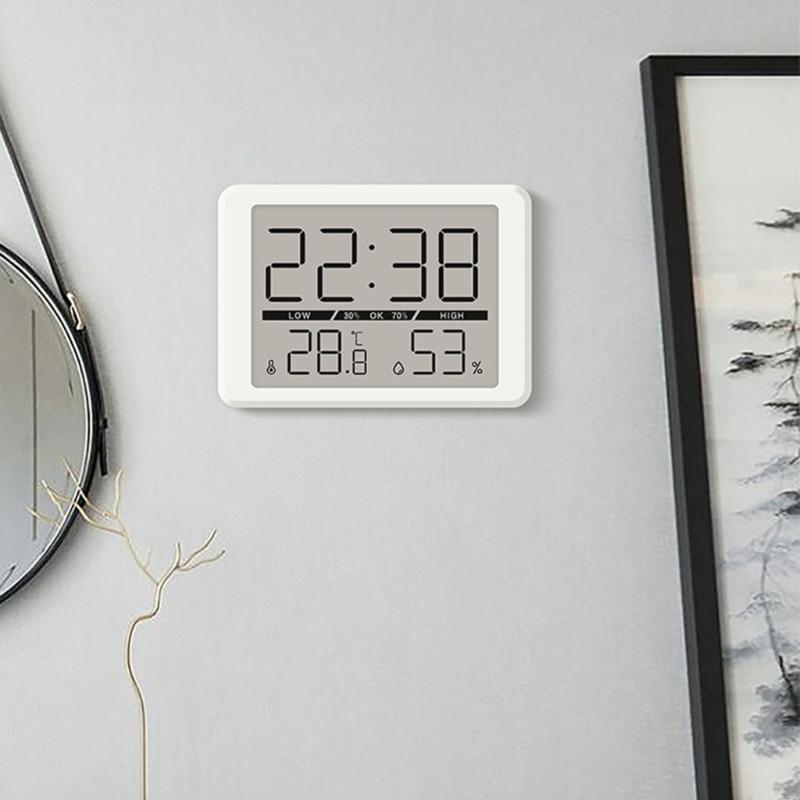 Magnetische Hänge-Digitaluhr mit Innenraumtemperatur- und Luftfeuchtigkeitsanzeige Großer LCD-Bildschirm für Schreibtisch, Wand, Kühlschrank