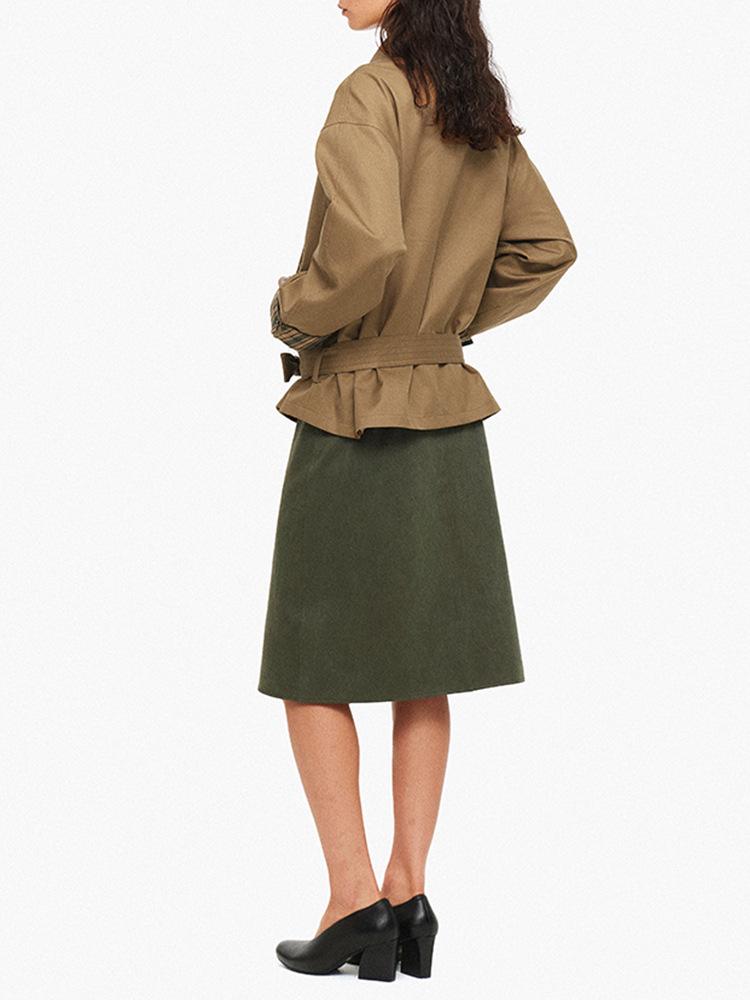 Vintage Double-Breasted Plaid Trench Coat for Women