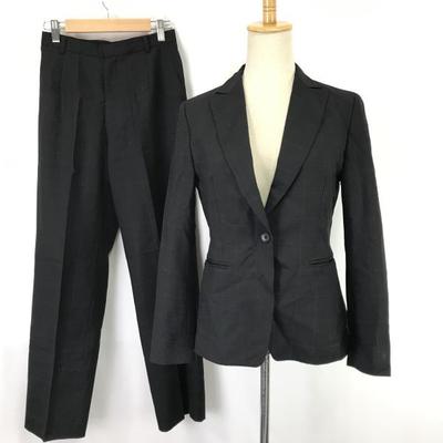 NEW YORKER Women’s Setup Pants Suit Top 7AR Bottom 61-89 Black Graph Check Autumn Winter Fully Lined(USED)