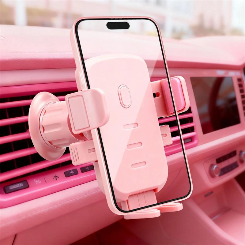 

Pink Universal Car Phone Holder With Metal Hook Clip For Air Vent Mounting: Secure And Adjustable Cell Phone Stand For Iphone