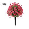 Realistic Fake Flower Stake Artificial Violet Topiary Trees with Spike UV Resistant Faux Shrubs No Watering Shrub Bushes Spring Summer Plants