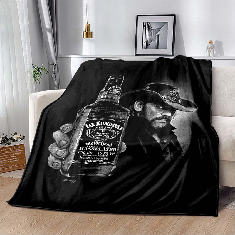 Jack Daniel's No.7 Vintage Whiskey Bottle USA Star Stripe Flag Flannel Blanket Soft Warm Washable Bar Whiskey Fan Man Cave Sofa Bedroom Decor Throw
