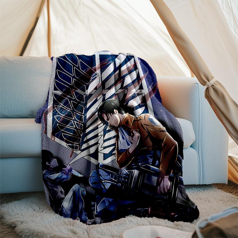 Attack on Titan printed throw blanket—lightweight,soft,warm;versatile blanket for all seasons—perfect as &air-conditioning throw,nap blanket