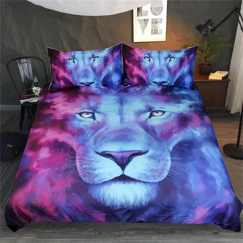 

Microfiber Bed Cover Set Animal 3D Nose Lion Head Queen Size Quilt Cover Coloured Drawing Bedding Bed Set Luxury EU single(135x200cm)