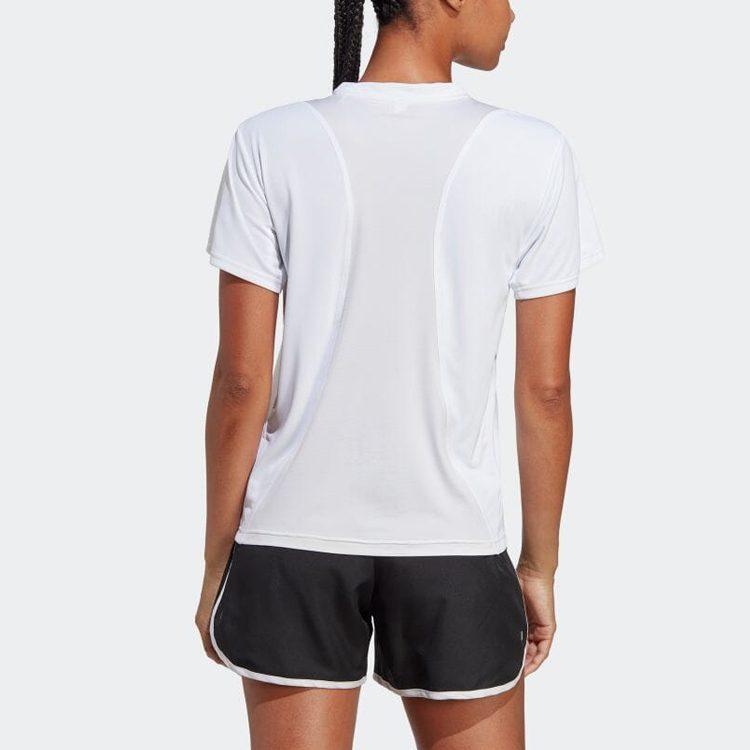 Adidas T Shirts Women's White Crew Neck Moderate Straight Fit HZ0112