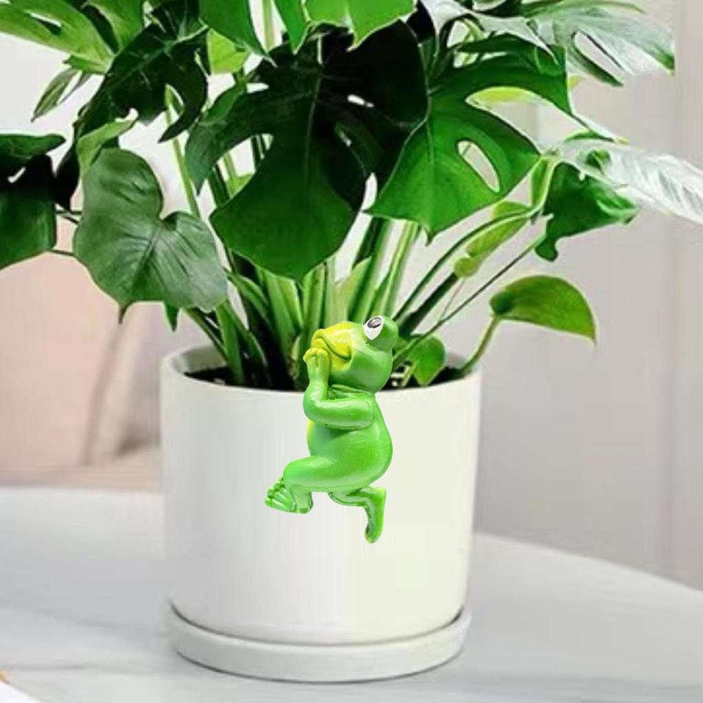 Niedliche Froschfigur Einweihungsgeschenk Moderne Außendekoration Handwerk Blumentopf-Halter für Terrasse Hof Balkon Rasen Zaun